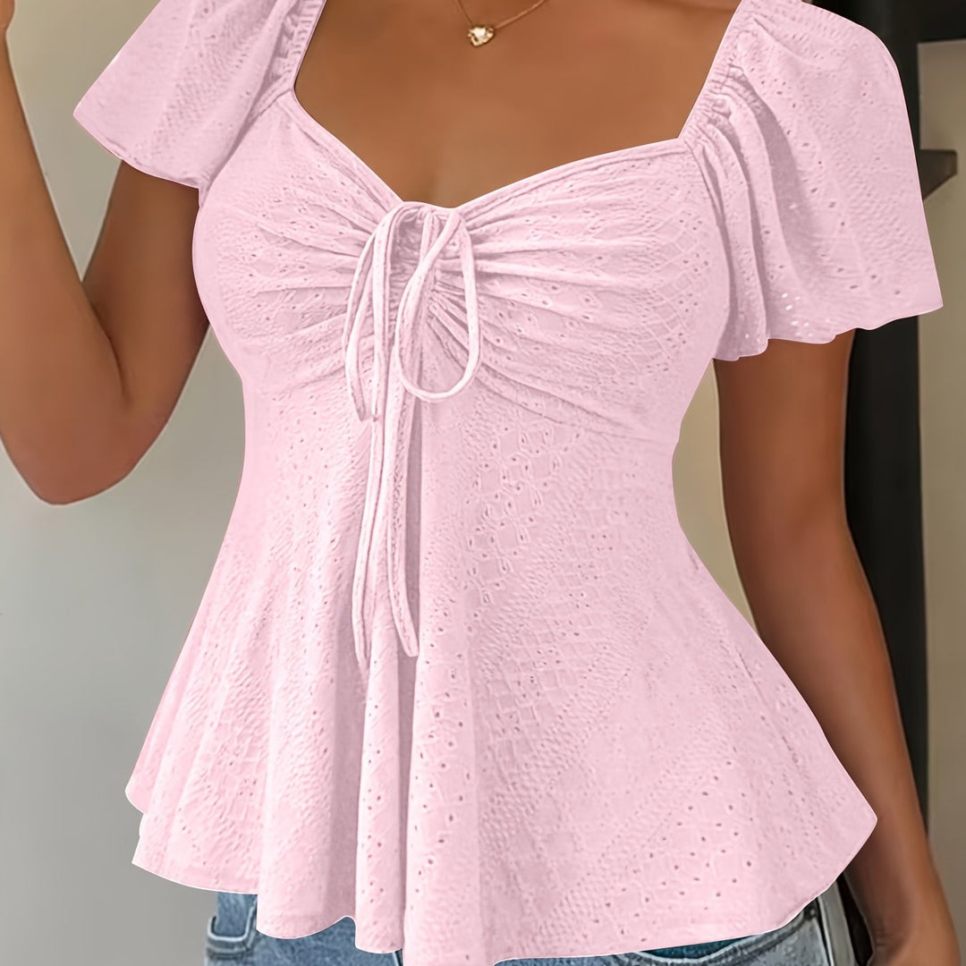 Flutter-Sleeve Peplum Top for Women