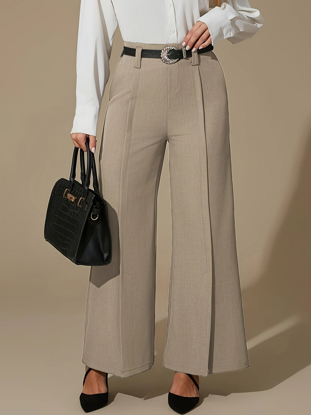 Wide-Leg Slit Trousers for Women