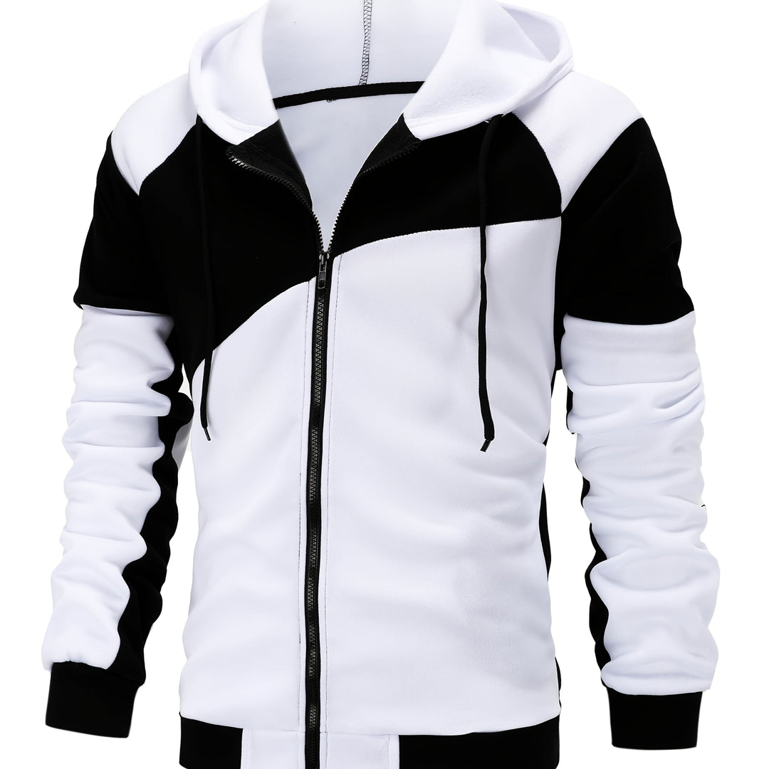 Color Block Zip-Up Hooded Jacket for Men