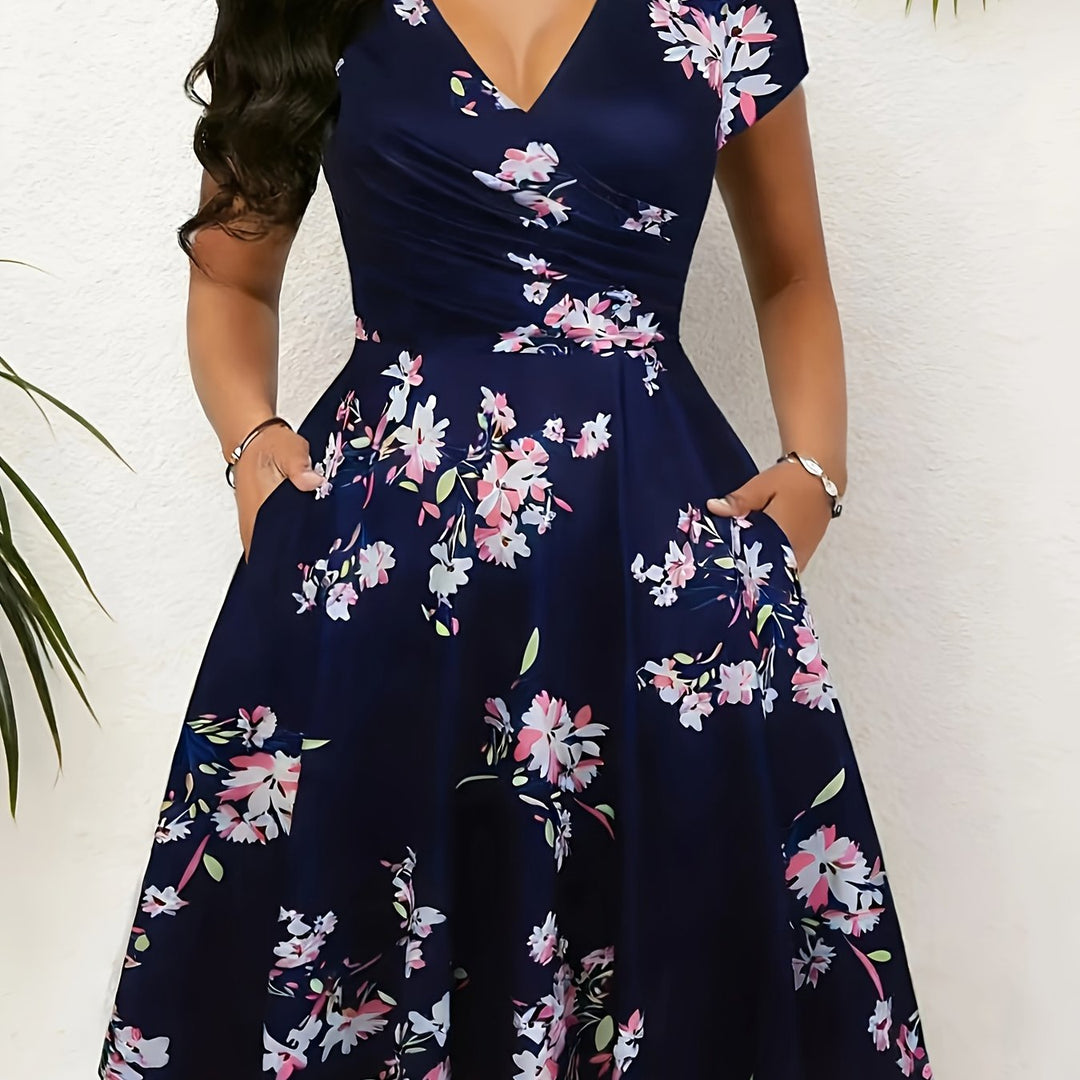 Women's Floral A-Line Pocket Dress