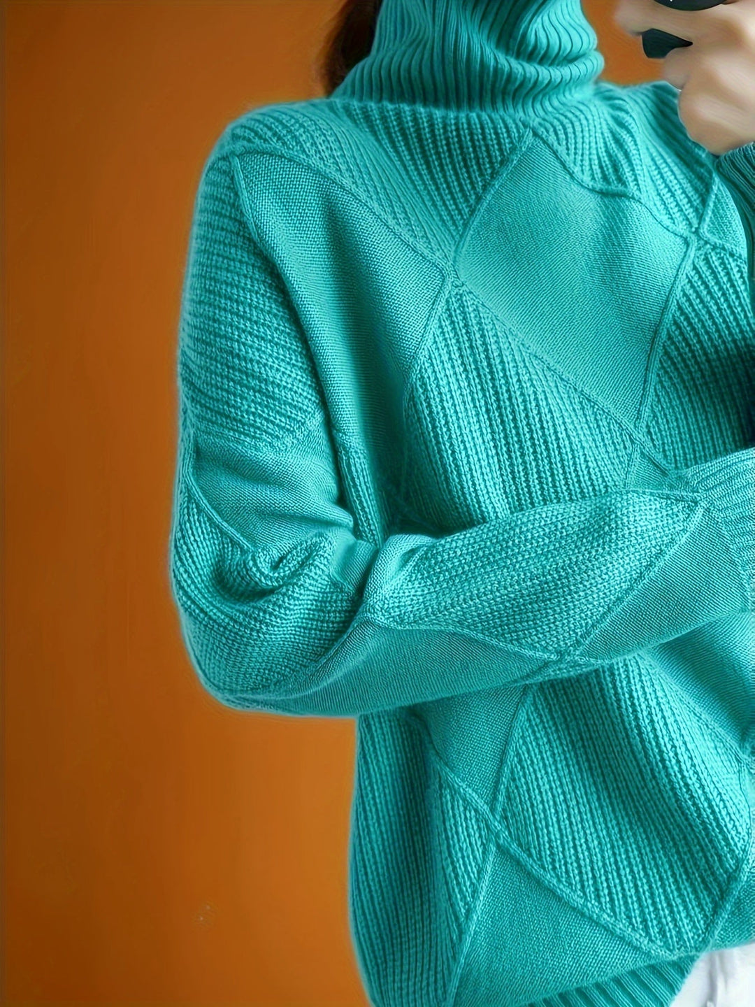 Turtleneck Sweater for Women, Textured Style