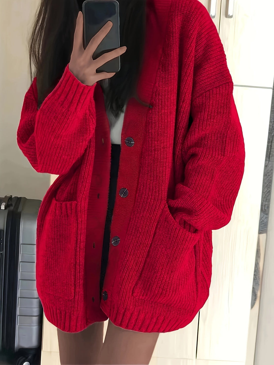 Ladies Relaxed Button-Front Cardigan