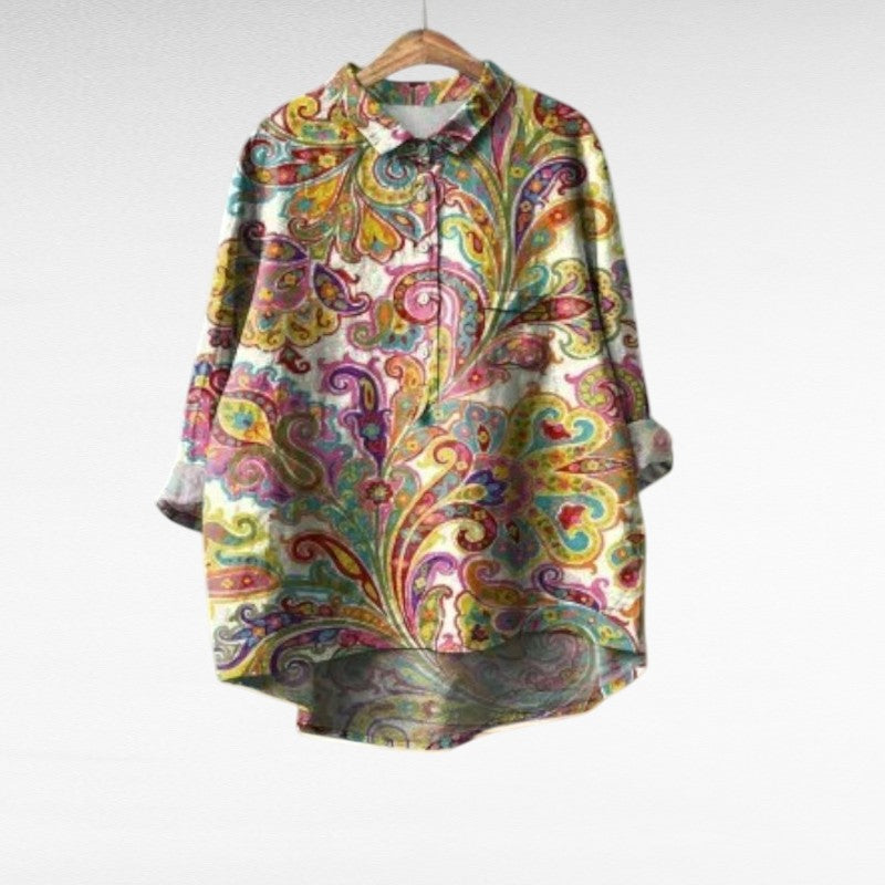 Plus Size Retro Collar Long Sleeve Blouse for Women