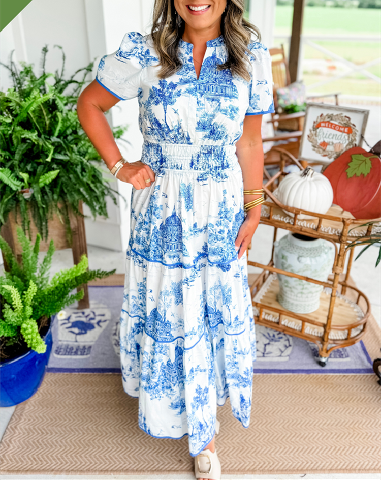Plus Size Classic Toile Maxi Dress for Women