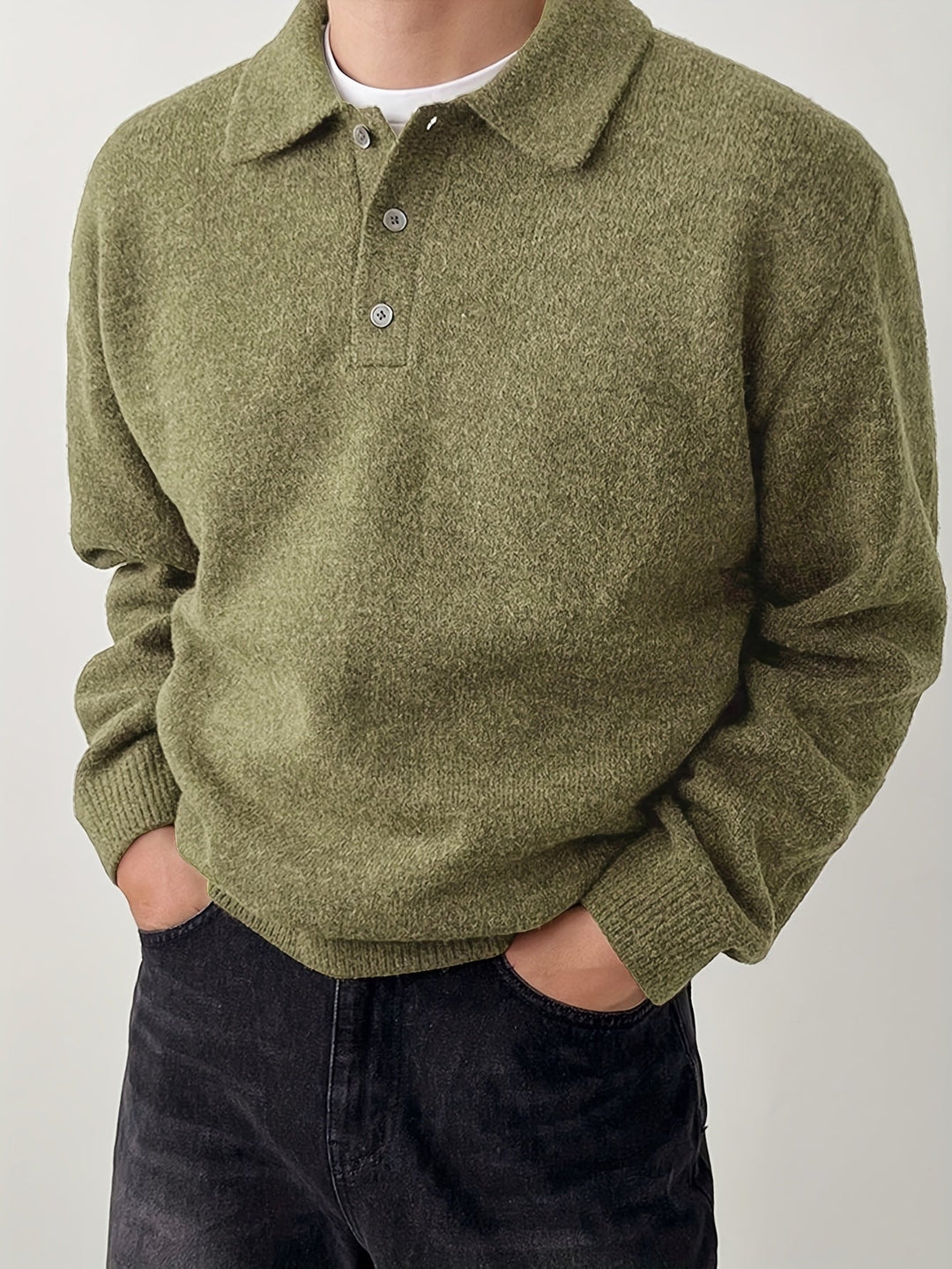 Polo Collar Sweater, Men's Refined Fit