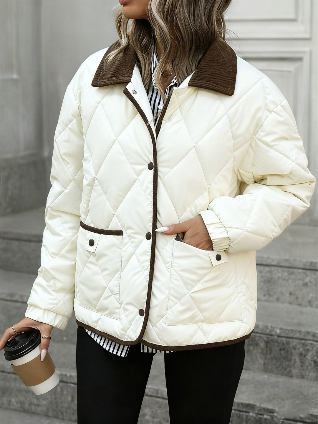 Diamond-Quilted Padded Jacket for Women