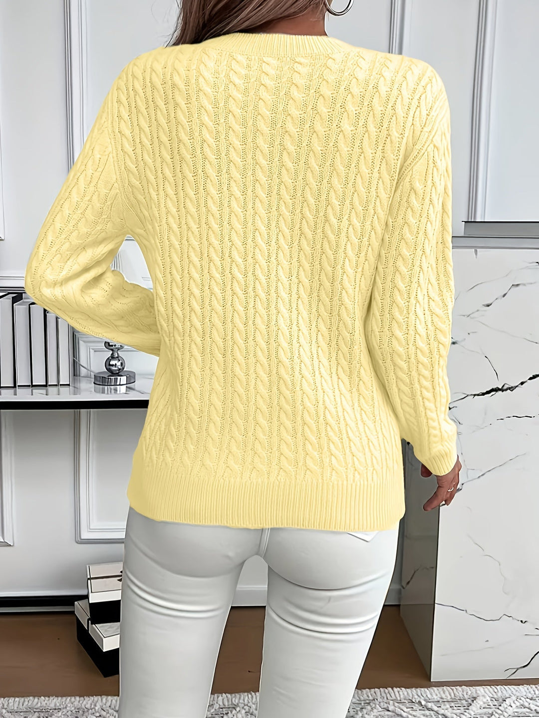 Women's Cable-Knit Round Neck Sweater