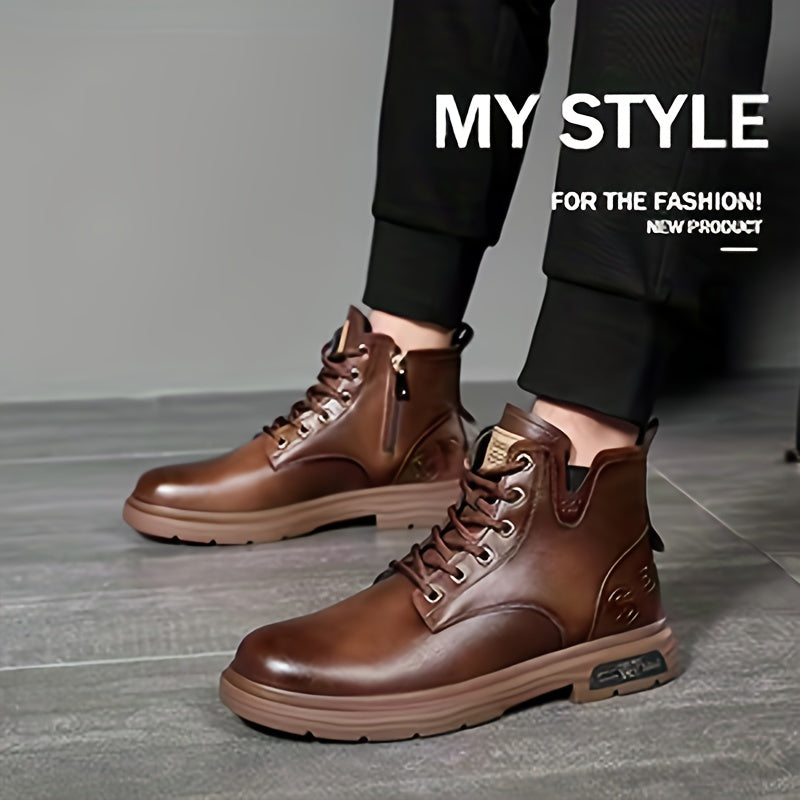 Men's Rugged High-Top Lace-Up Boots