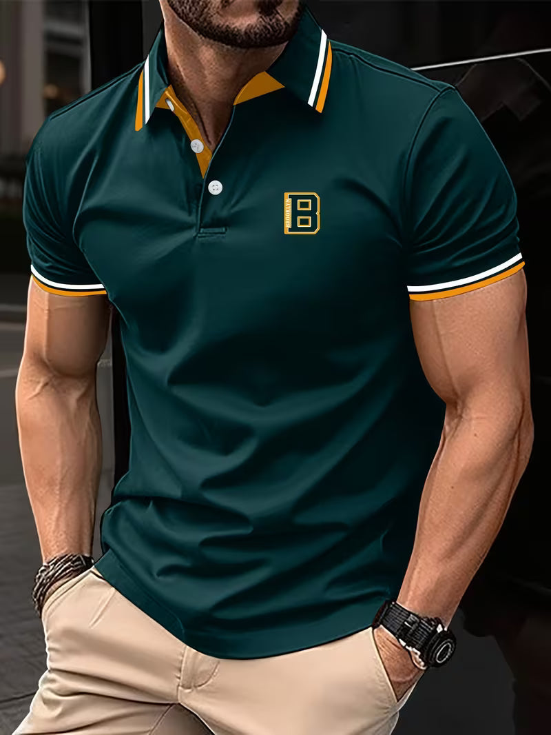Casual Short-Sleeved Polo Shirt for Men, Plus Size
