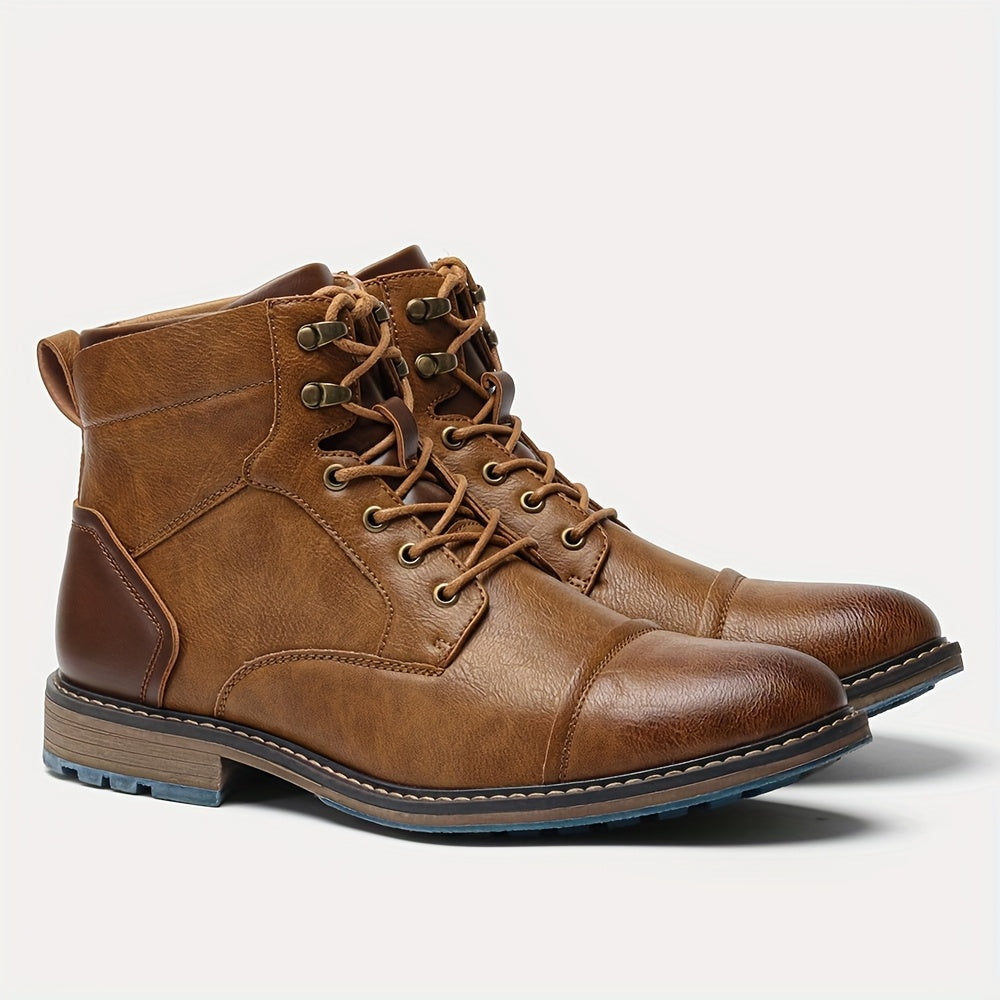 Cap-Toe Ankle Boots, Men's Refined Fit