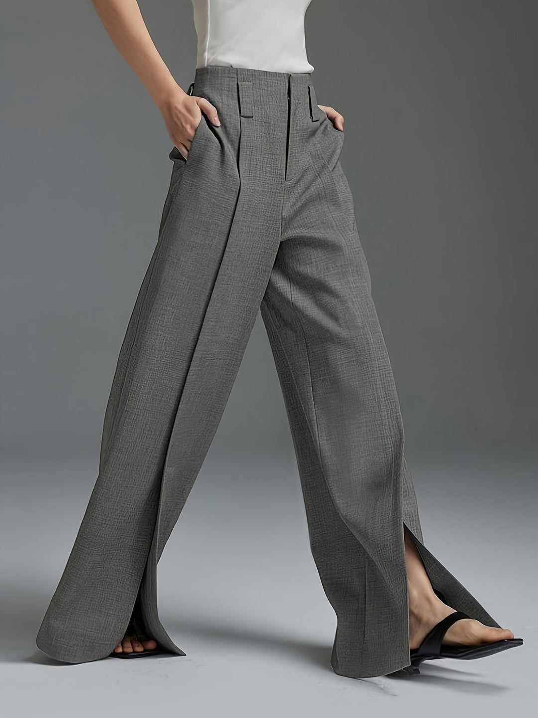 Wide-Leg Slit Trousers for Women