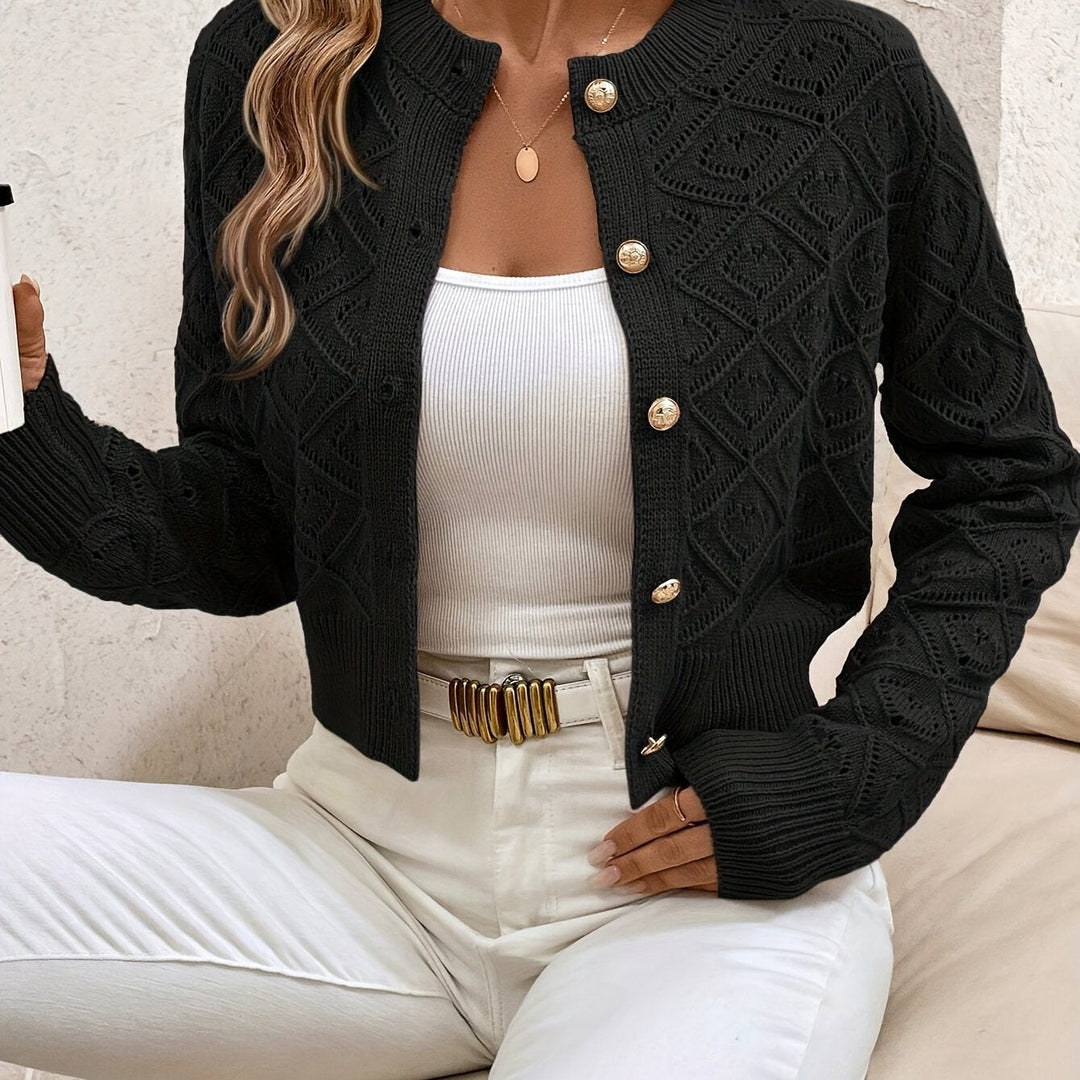 Textured Button-Front Cardigan for Women