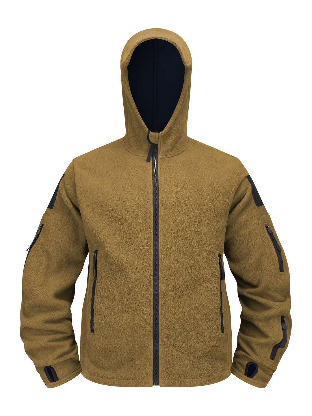 Rugged Hooded Zip Jacket for Men, Plus Size