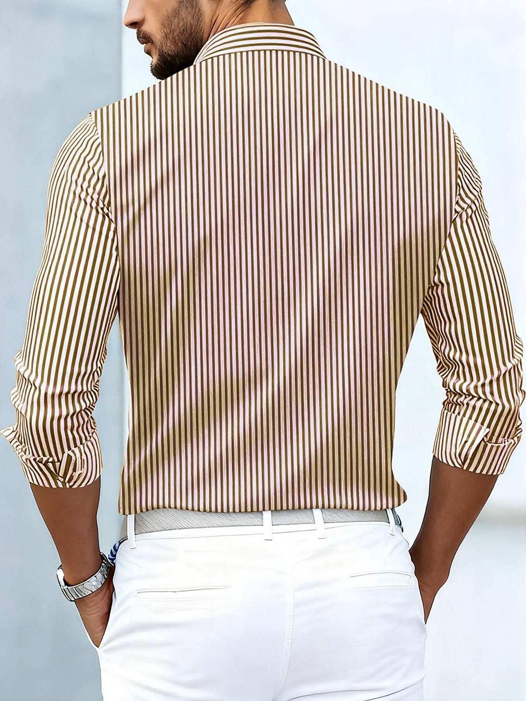 Refined Striped Long Sleeve Shirt for Men