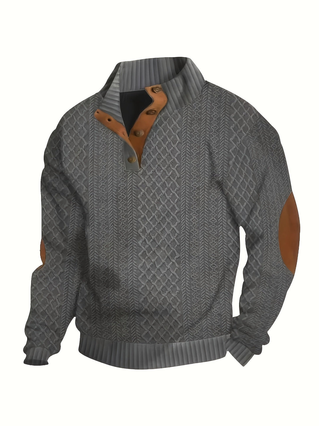 Stand Collar Button Henley Sweater for Men, Plus Size