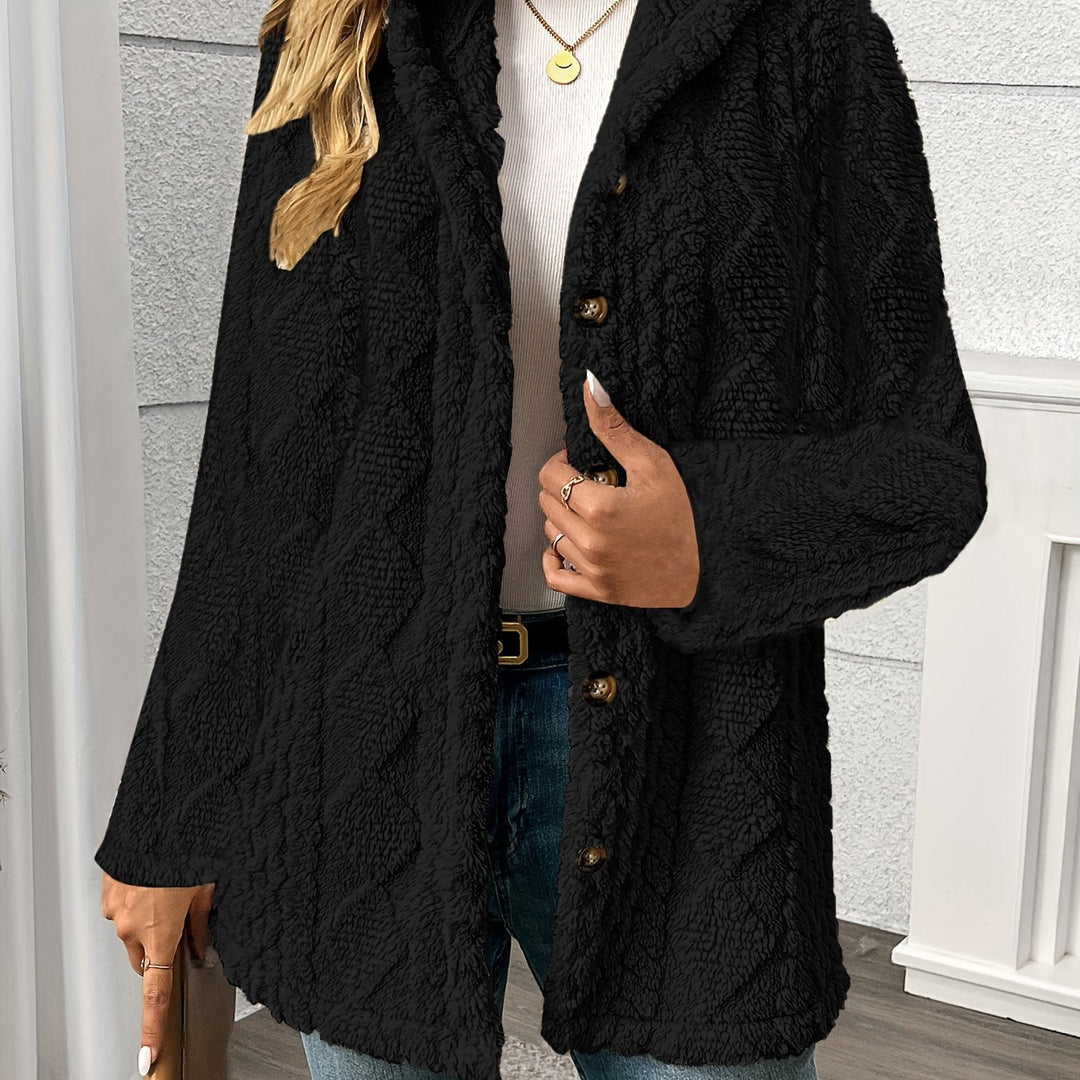 Button-Front Coat for Women, Textured Style