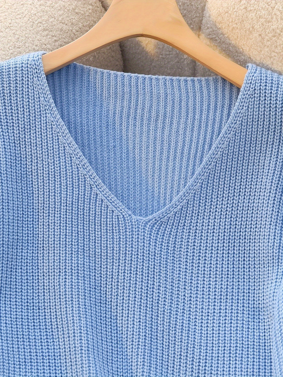 Ladies Ribbed V-Neck Sweater