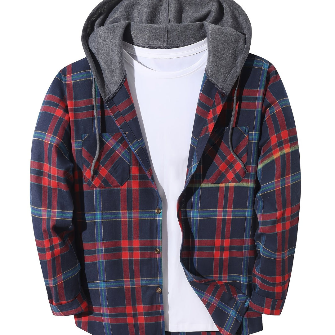 Checked Hooded Shirt for Men