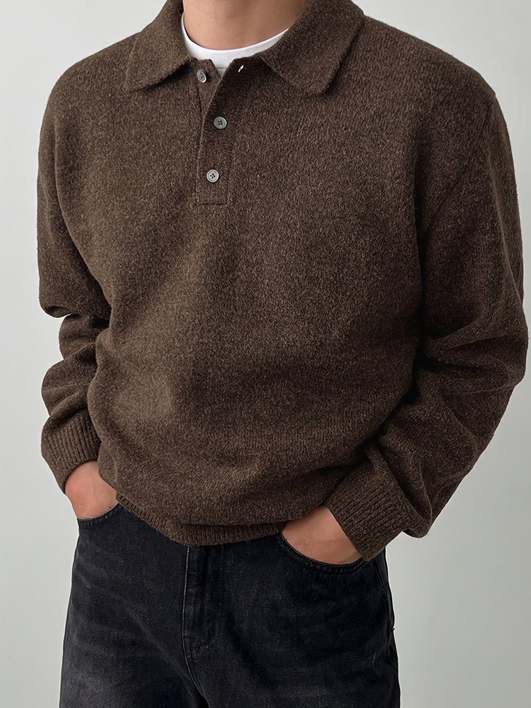 Polo Collar Sweater, Men's Refined Fit