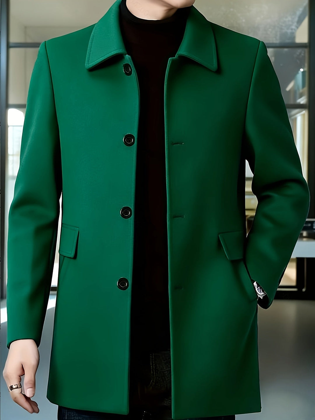 Single-Breasted Overcoat, Men's Refined Fit