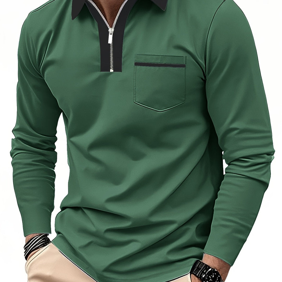 Refined Zip-Collar Polo Shirt for Men, Plus Size