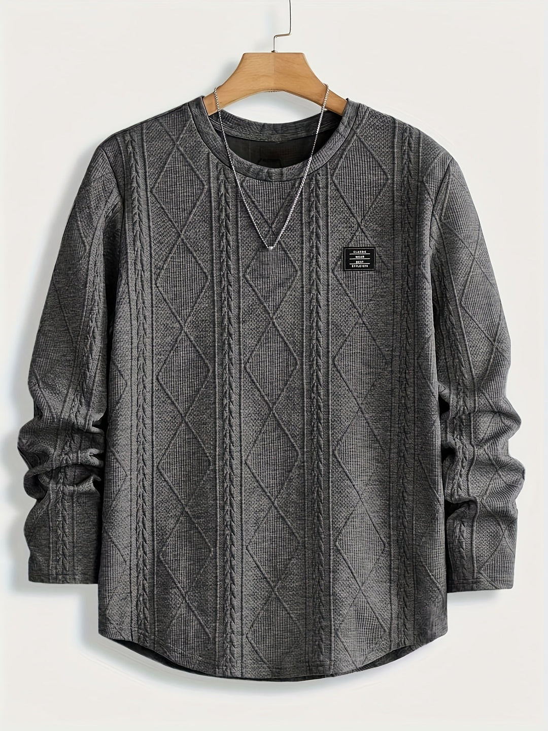 Crew Neck Top for Men, Textured Style