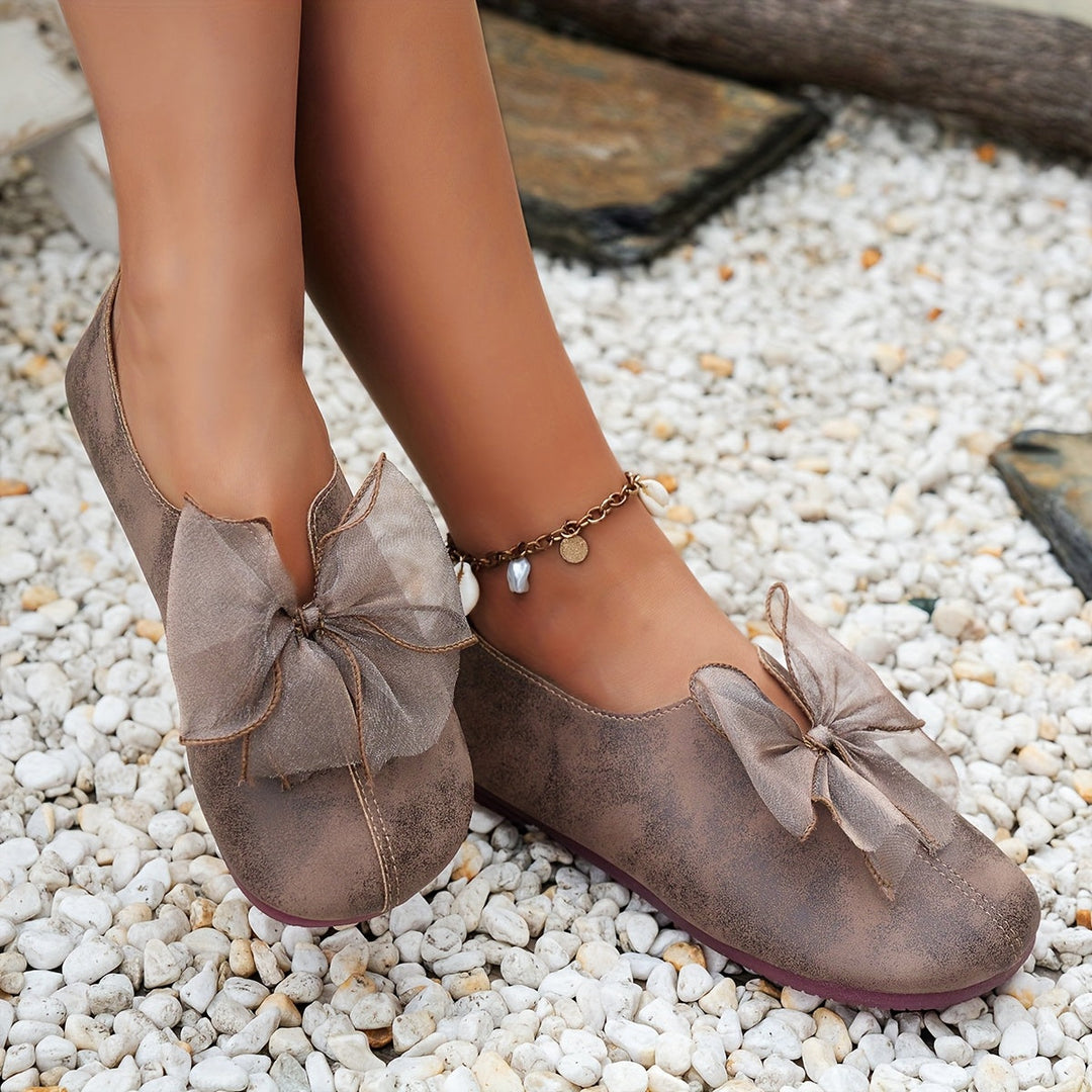 Bow-Accent Slip-On Flats for Women