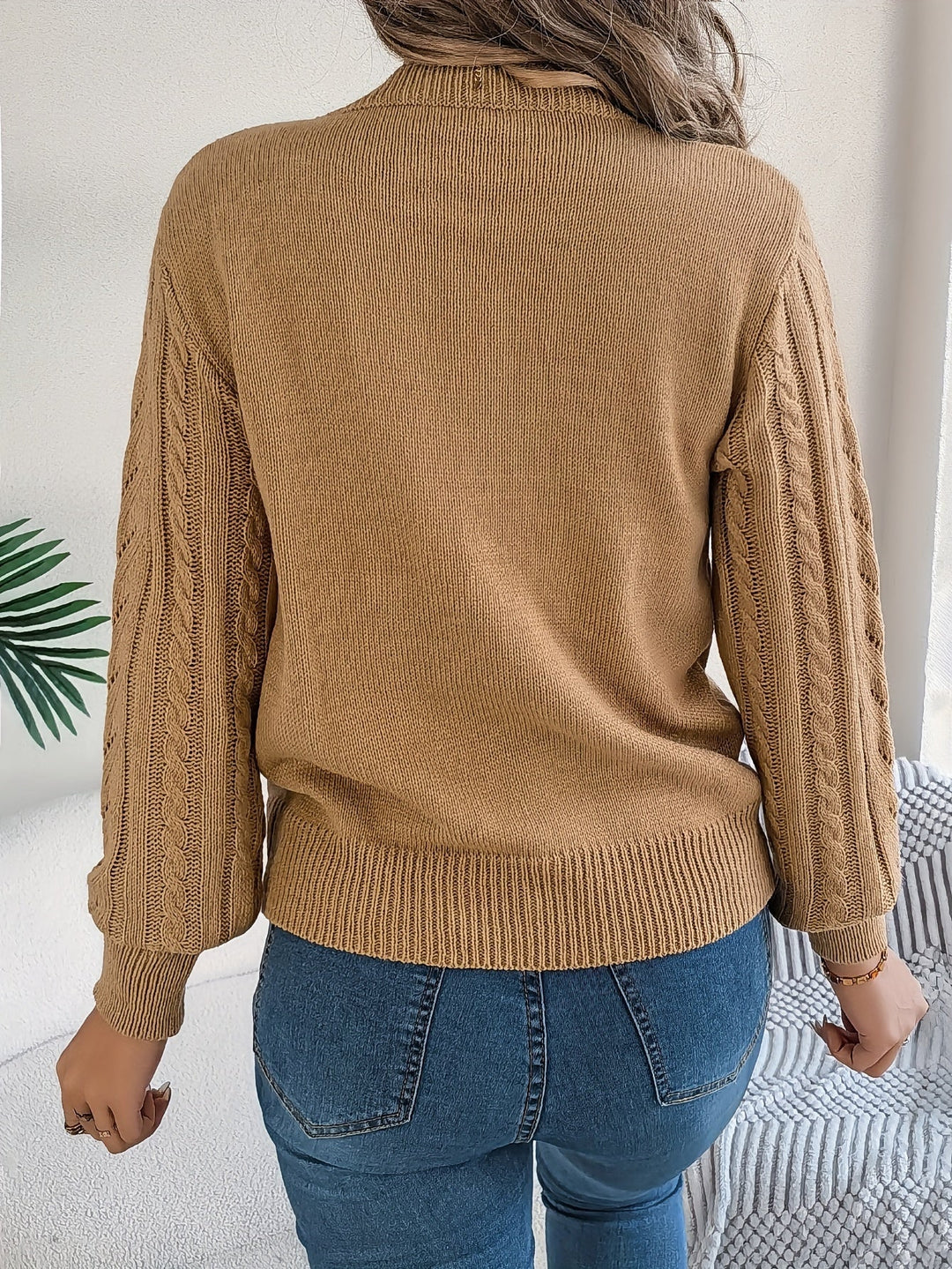 Cable-Knit Textured Sweater for Women