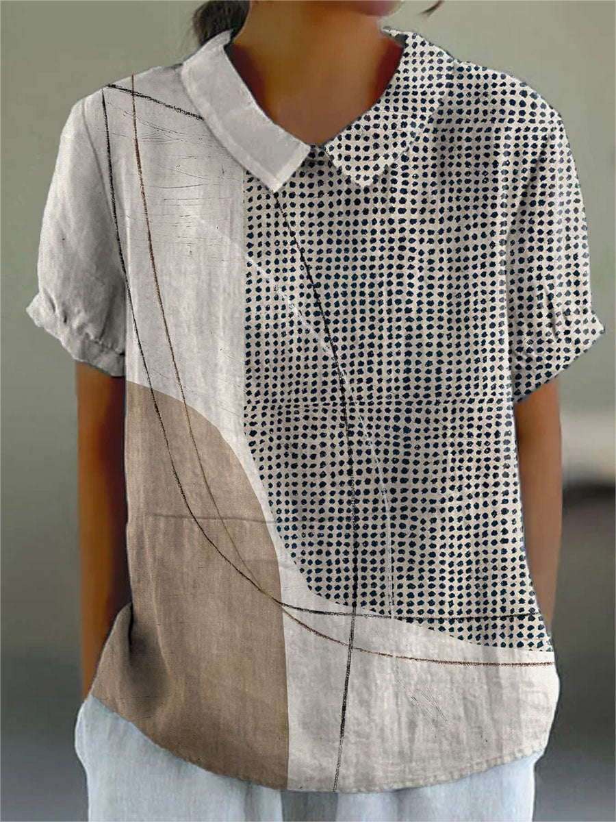Stylish Abstract Dots and Lines Shirt, Plus Size