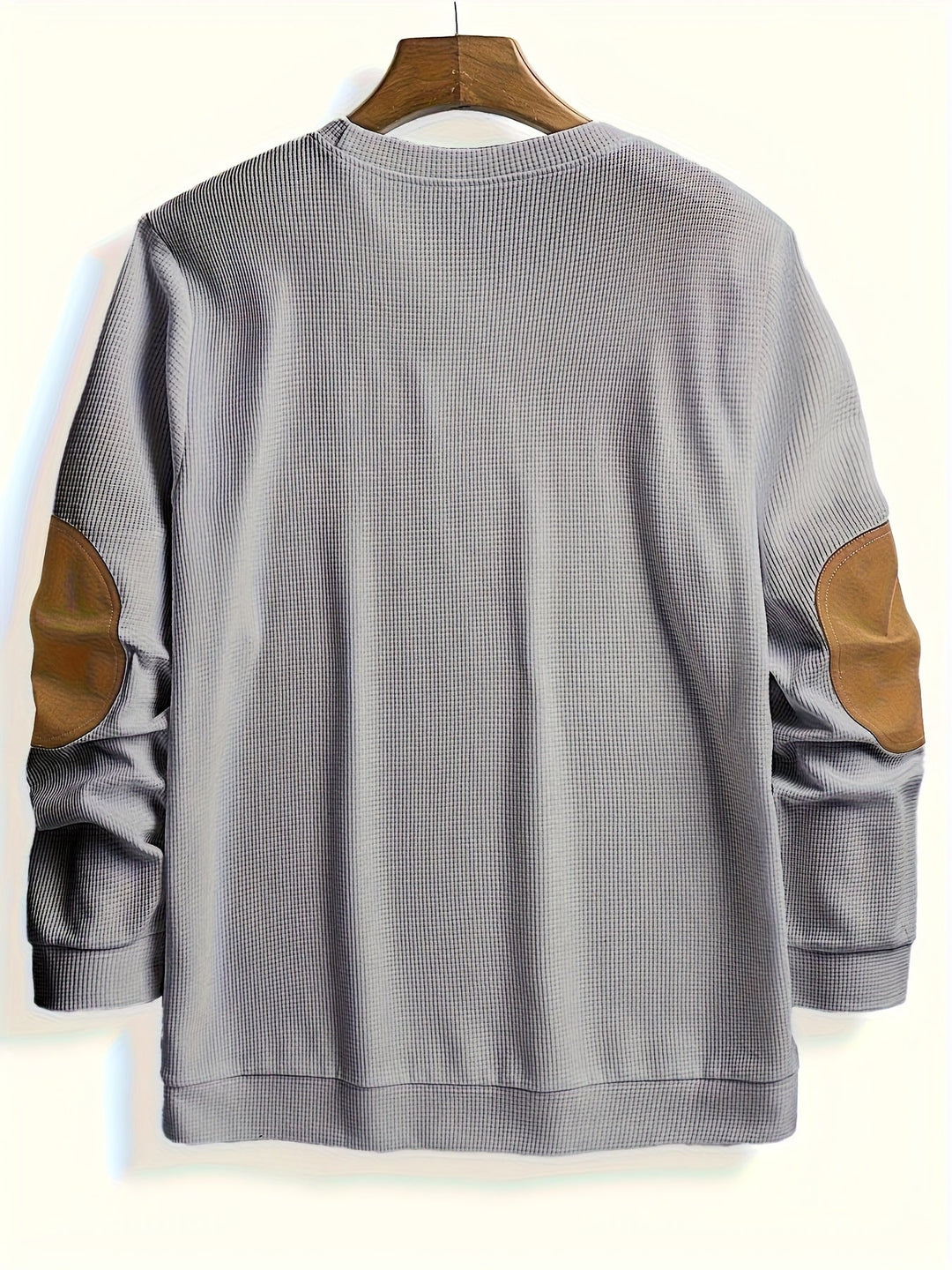 Textured Elbow-Patch Pullover for Men, Plus Size