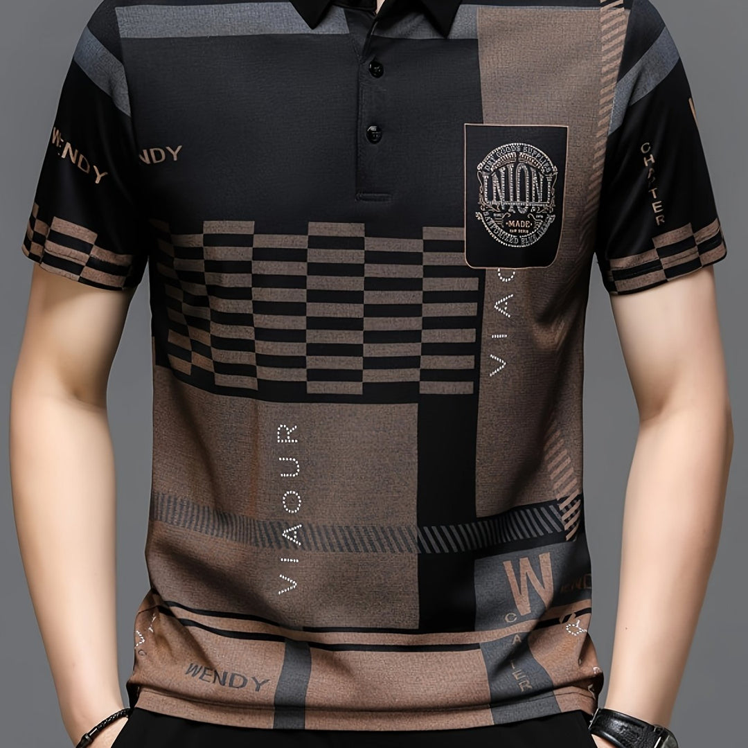 Colorblock Polo Shirt for Men, Refined Style