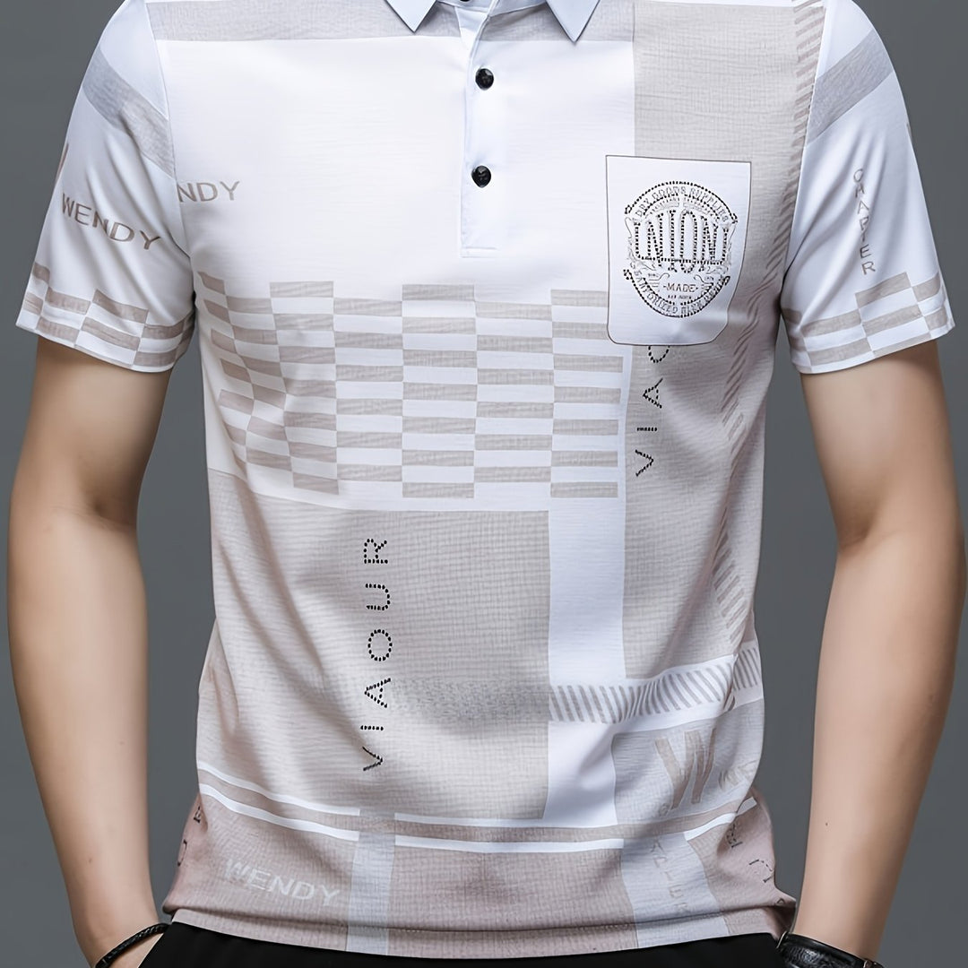 Colorblock Polo Shirt for Men, Refined Style