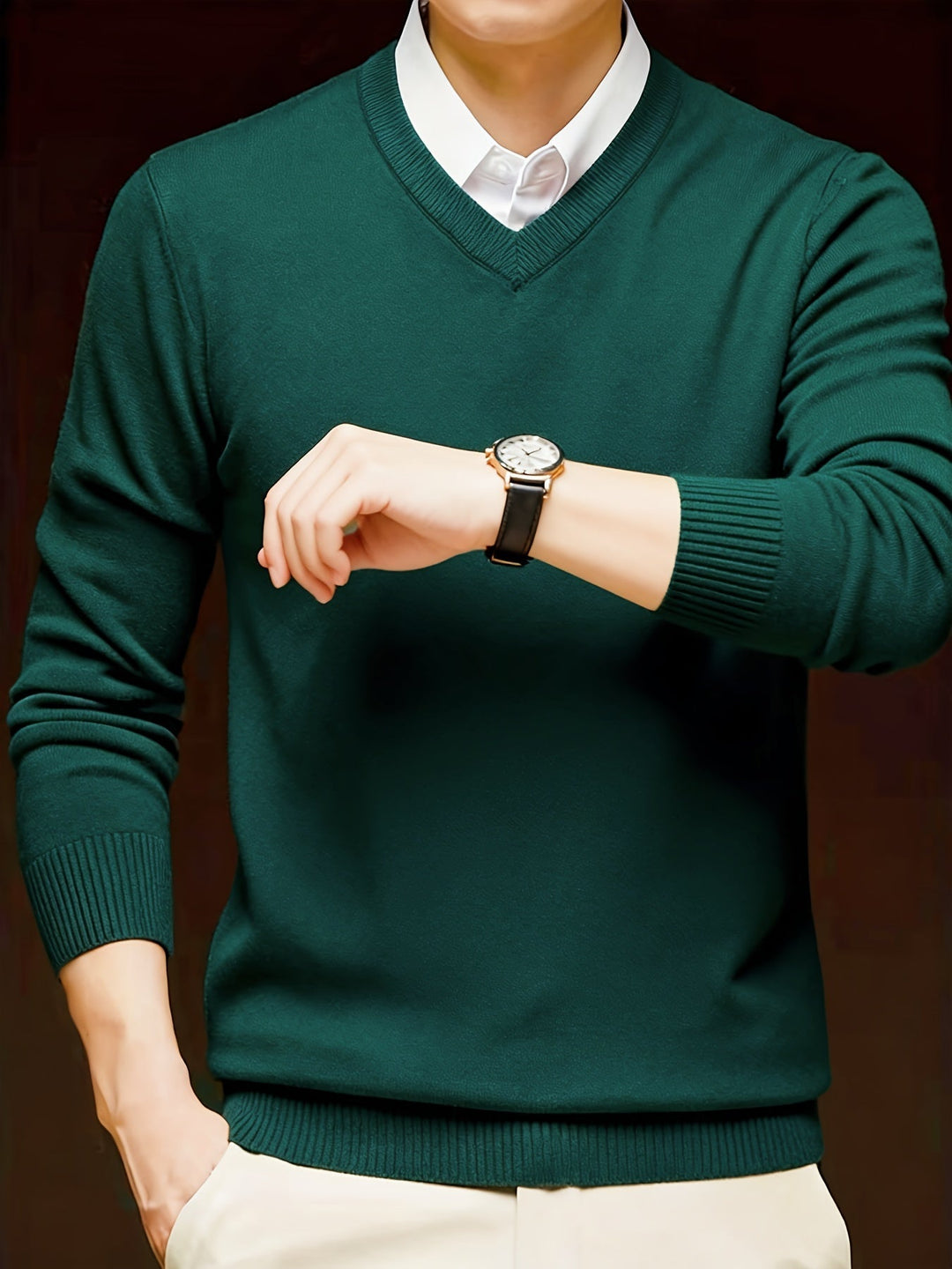 Classic V-Neck Pullover for Men