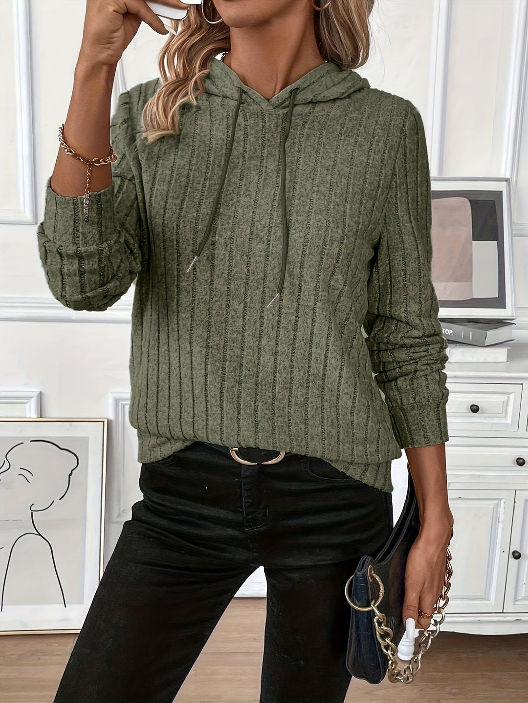 Textured Hoodie for Women, Cozy Style