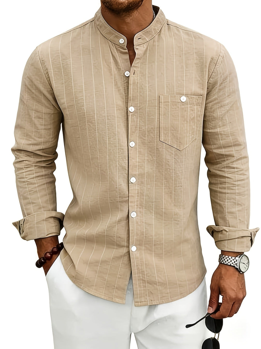 Men's Striped Button-Up Shirt