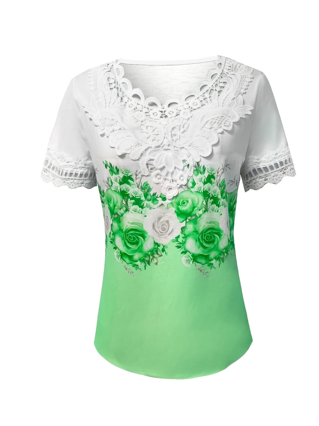 Ladies Lace-Trimmed Floral Top