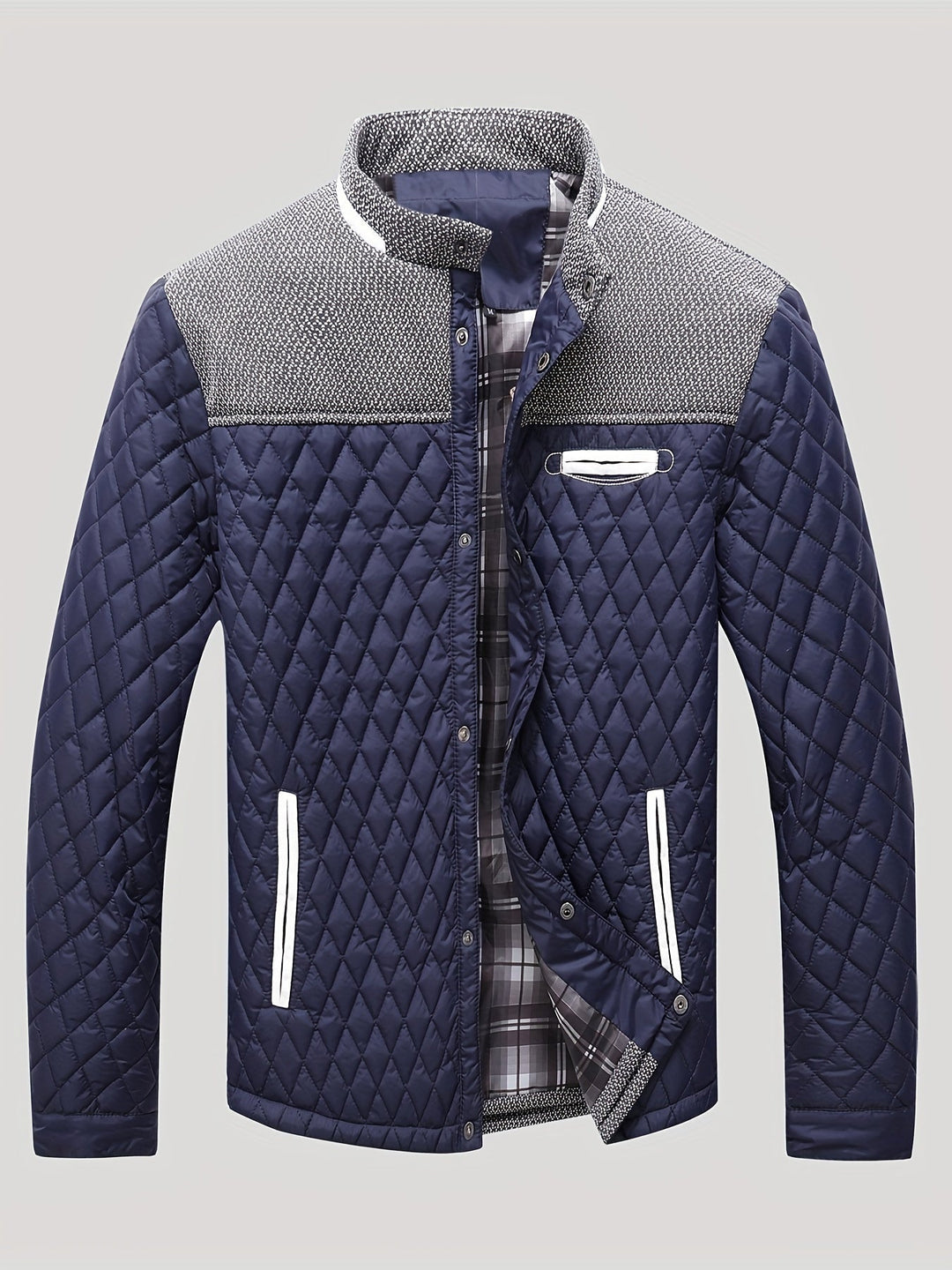 Plus Size Quilted Stand-Collar Jacket for Men