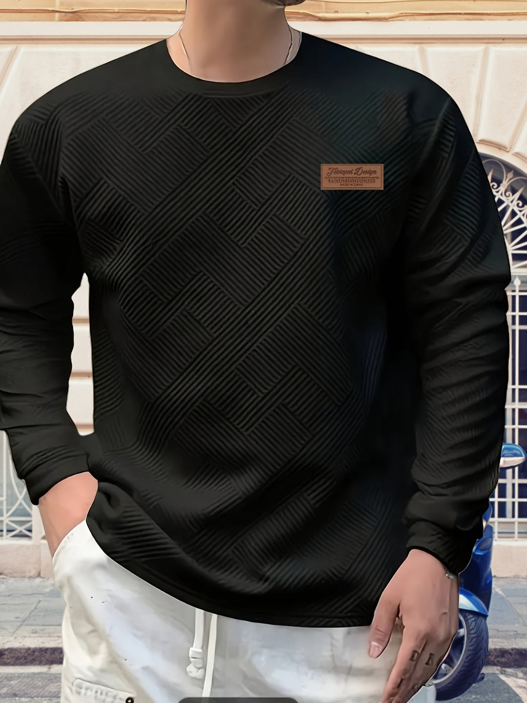 Textured Crew Neck Sweatshirt for Men