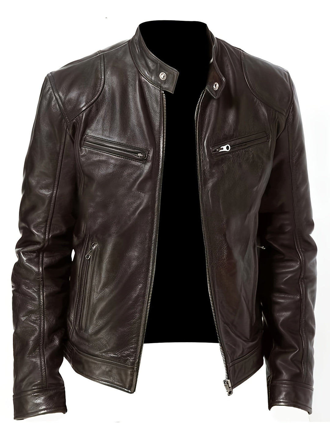 Stand-Collar Moto Jacket for Men, Plus Size