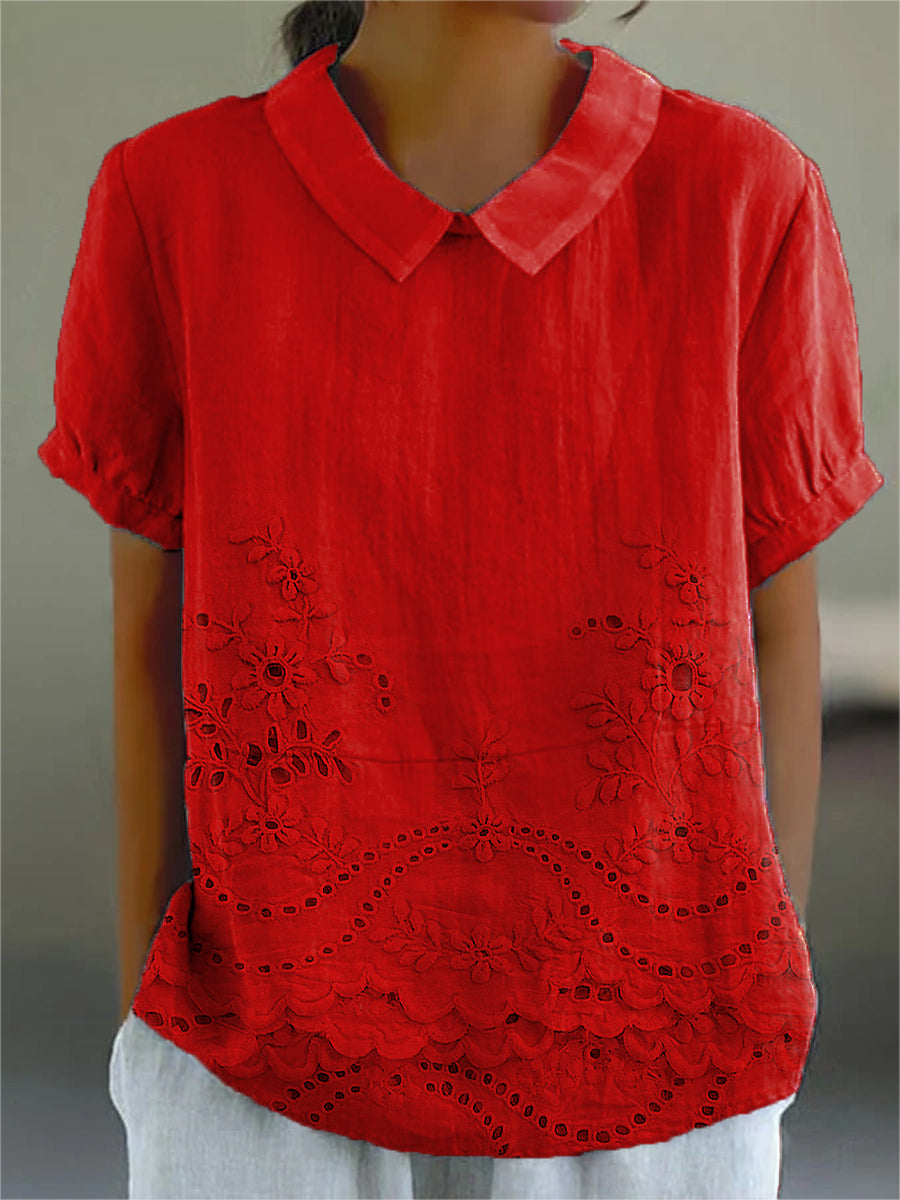 Floral Embroidered Shirt for Women, Elegant Style