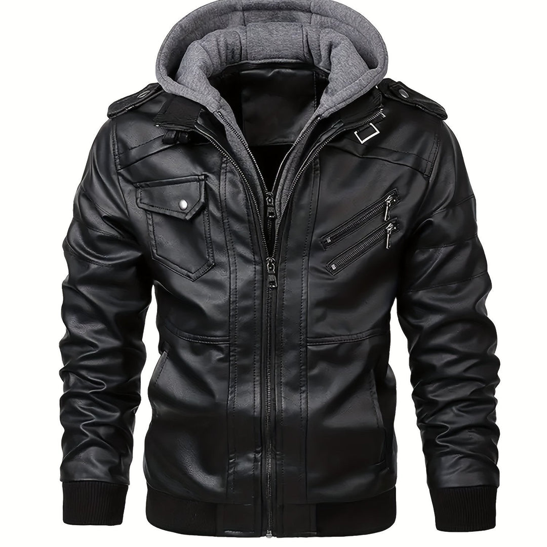 Hooded Moto Jacket for Men