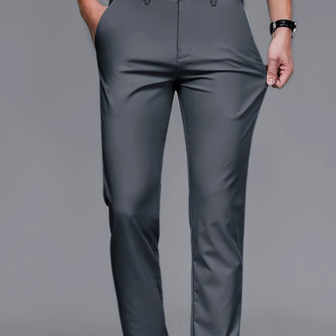 Straight-Leg Trousers, Men's Tailored Fit, Black