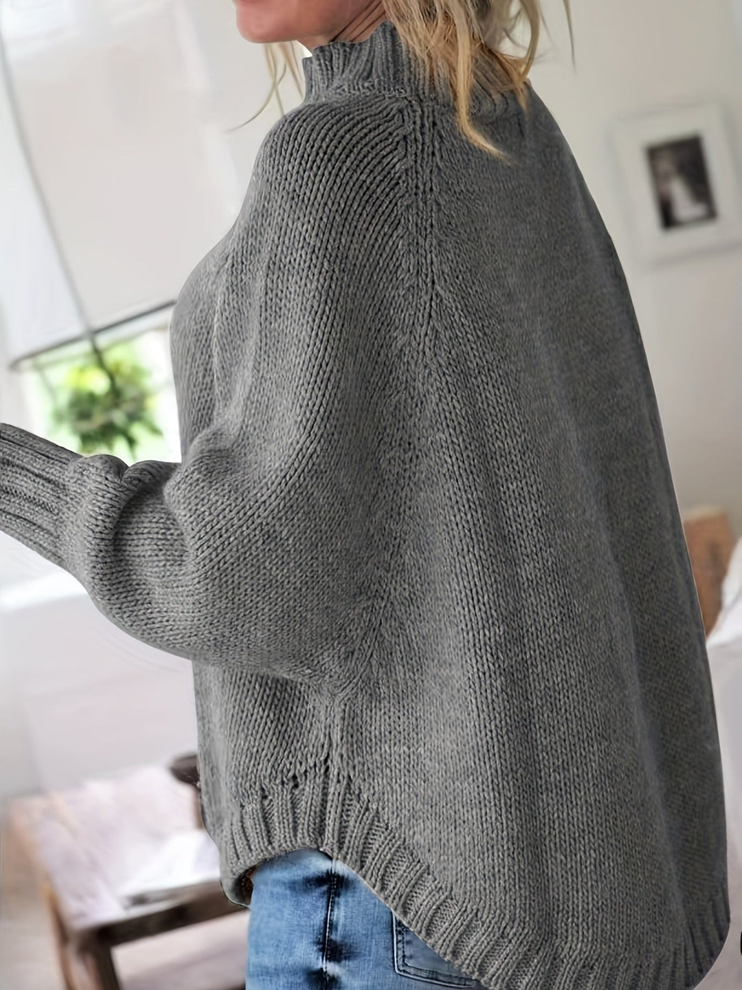 High-Neck Cable-Knit Sweater for Women, Cozy Style