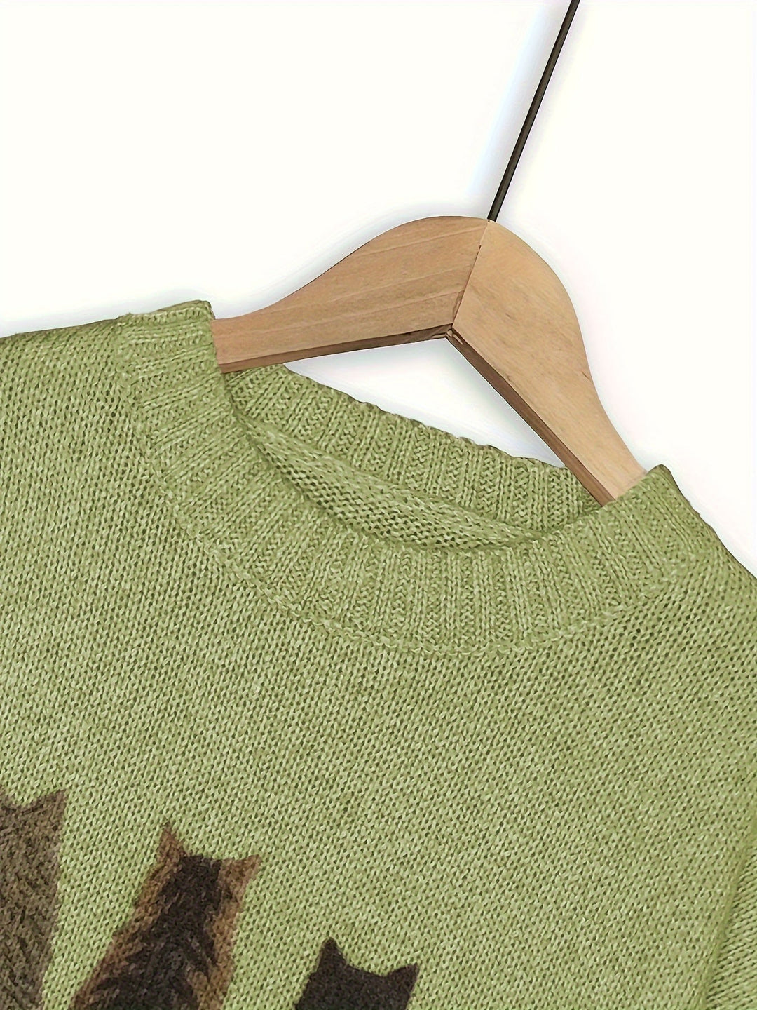 Cat-Print Sweater for Women, Cozy Style