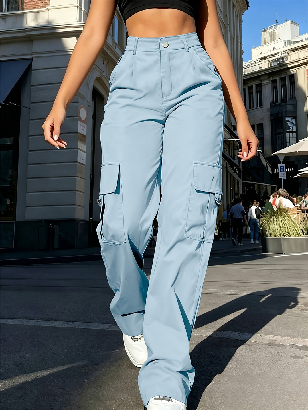 High-Waisted Wide-Leg Cargo Pants for Women