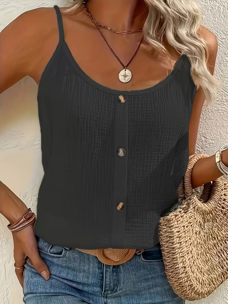 Strap Button-Front Chic Blouse for Women