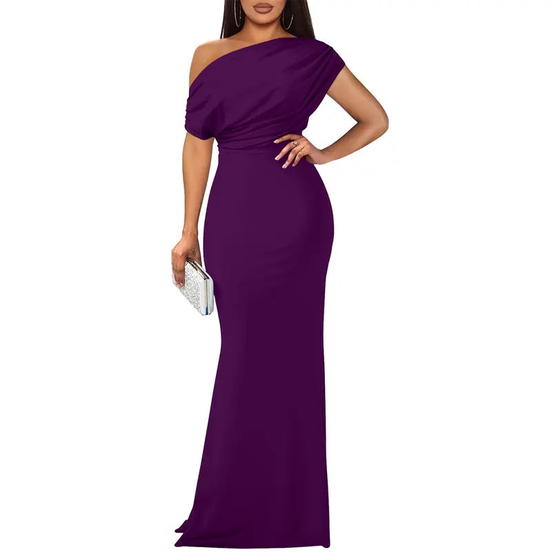 Off-Shoulder Evening Dress, Women's Elegant Fit
