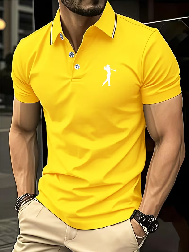 Short-Sleeve Golf Printed Shirt for Men, Casual Style