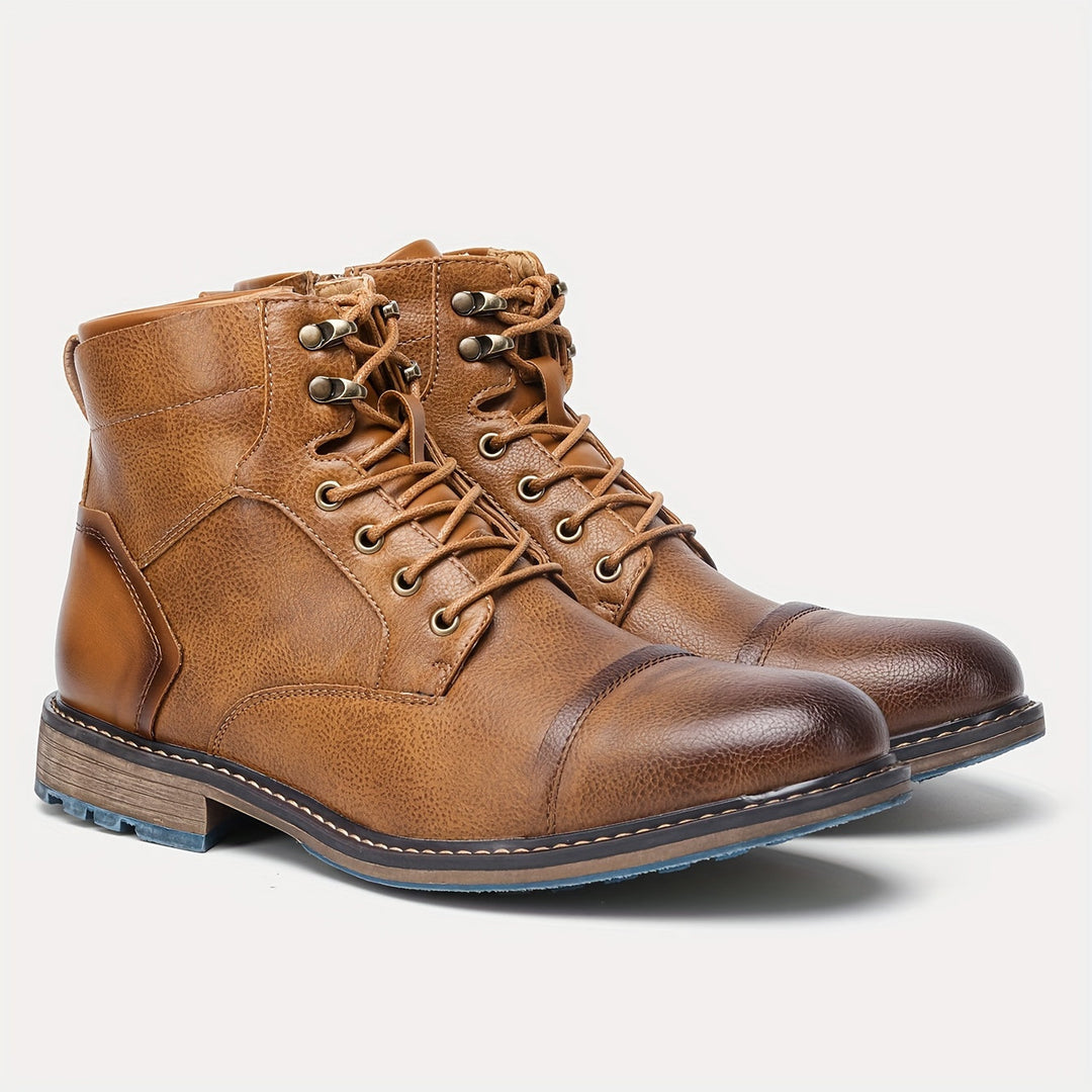 Cap-Toe Ankle Boots, Men's Refined Fit