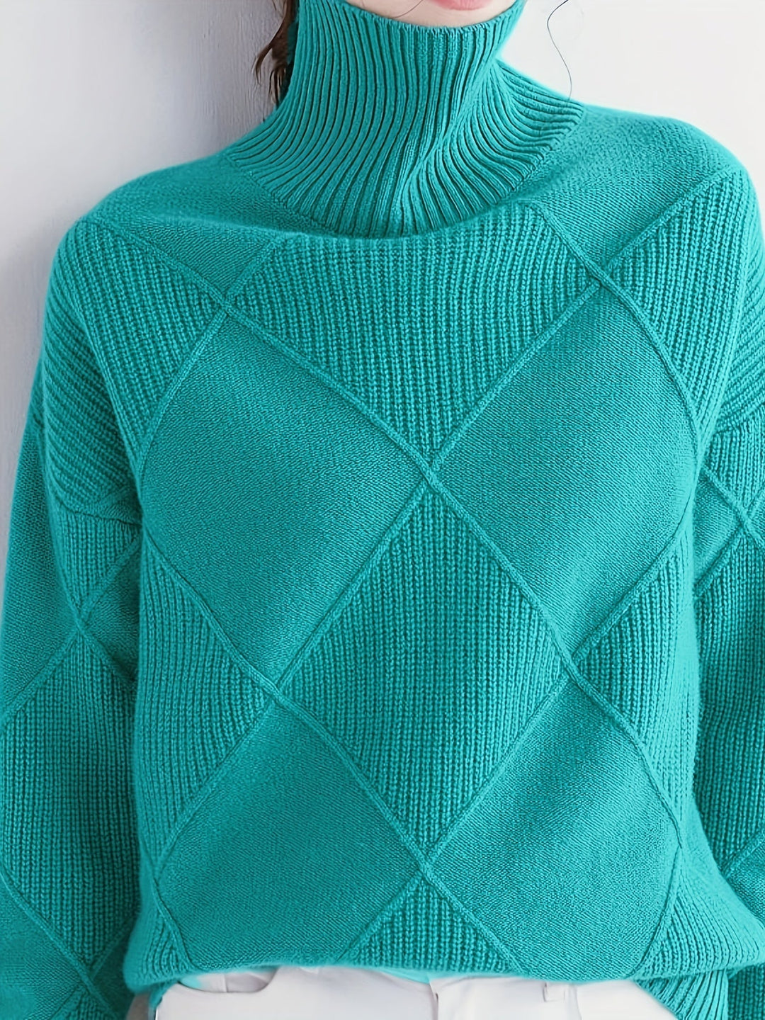 Turtleneck Sweater for Women, Textured Style